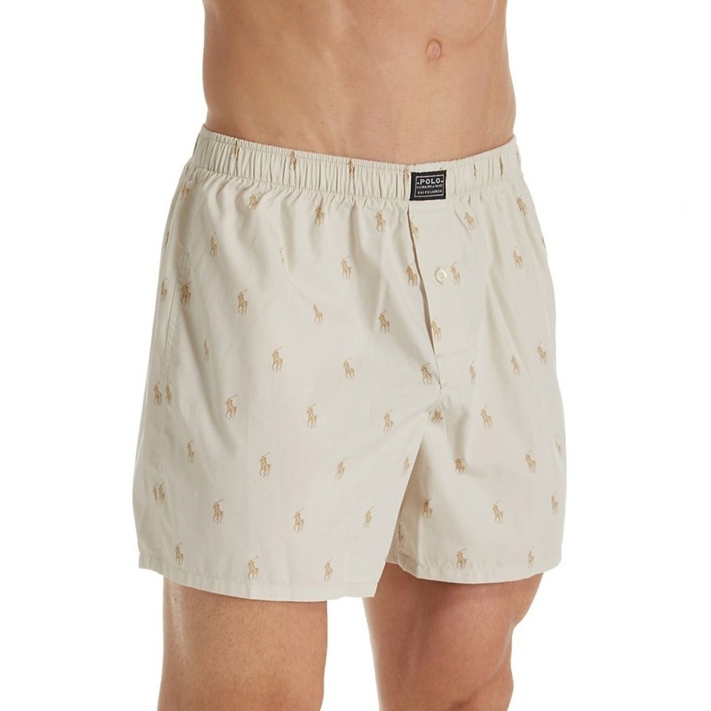 Polo Ralph Lauren 676R Printed Polo Player 100% Cotton Boxer Beachstone / Khaki